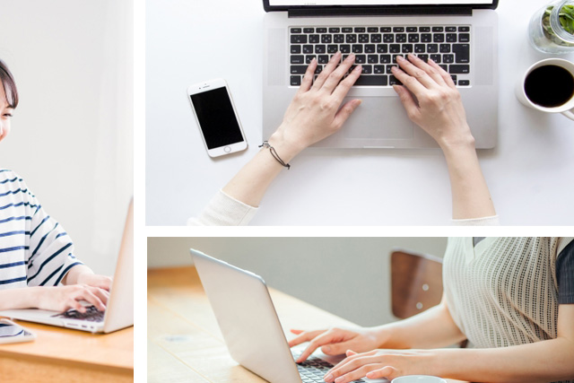 女性がパソコンを触っている